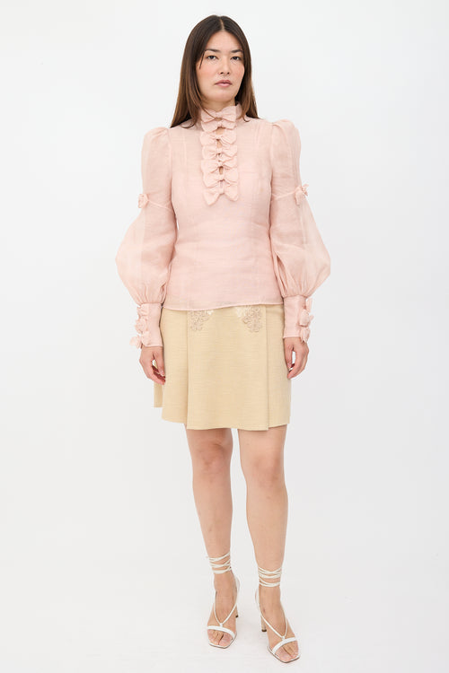 Zimmermann Linen & Silk Organza Postcard Blouse