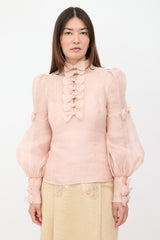 Zimmermann Linen & Silk Organza Postcard Blouse
