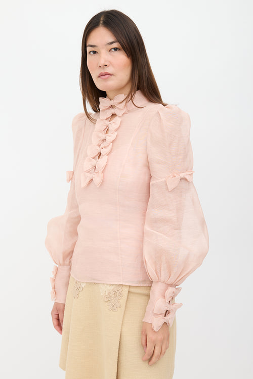 Zimmermann Linen & Silk Organza Postcard Blouse
