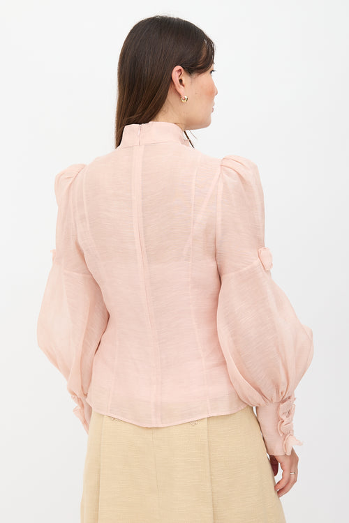 Zimmermann Linen & Silk Organza Postcard Blouse