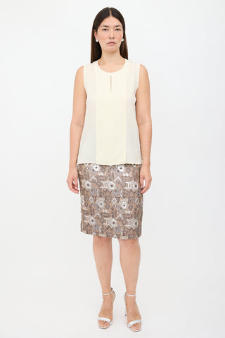 Gucci Crepe & Jersey Pleated Top