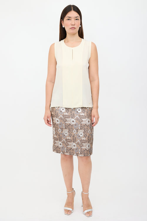 Gucci Crepe & Jersey Pleated Top