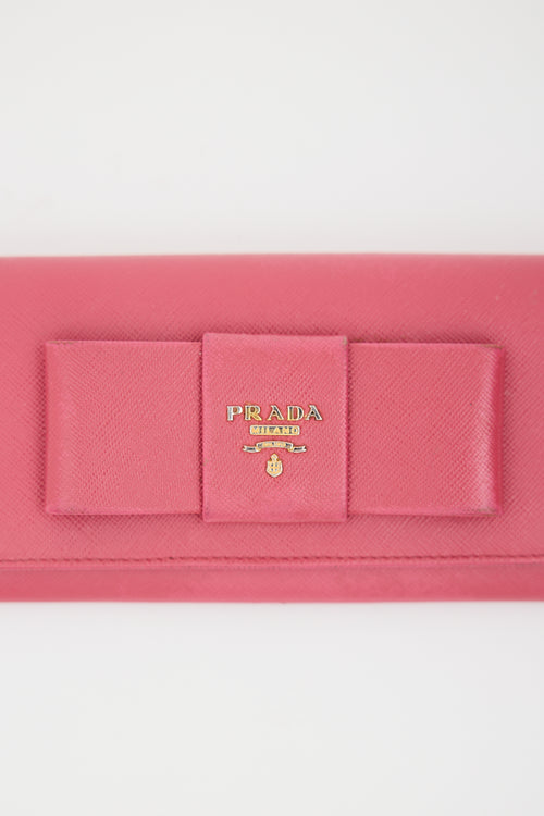 Prada Saffiano Leather Bow Wallet