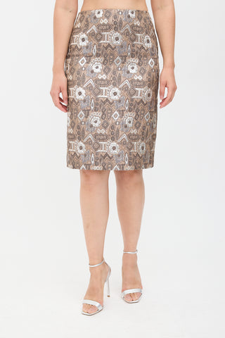Oscar de la Renta Cloqué Jacquard Midi Skirt