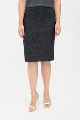 Louis Vuitton Wool & Metallic Tweed Skirt