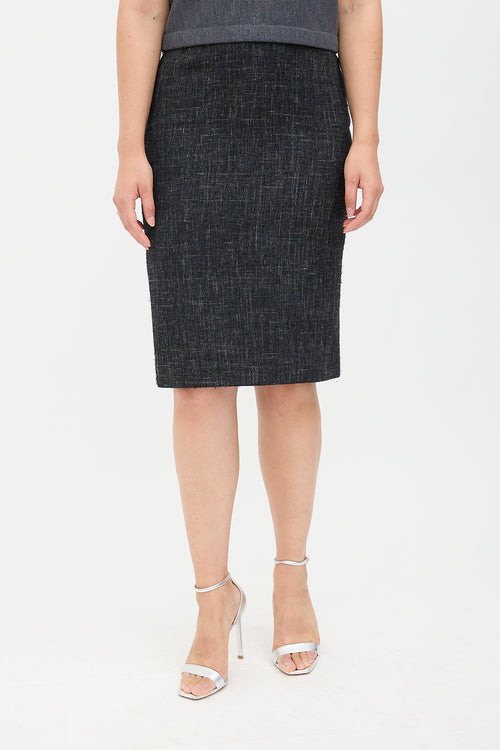 Louis Vuitton Wool & Metallic Tweed Skirt