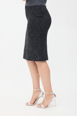 Louis Vuitton Wool & Metallic Tweed Skirt