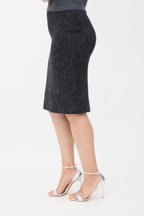 Louis Vuitton Wool & Metallic Tweed Skirt