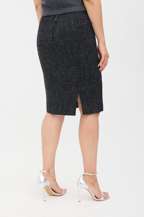 Louis Vuitton Wool & Metallic Tweed Skirt