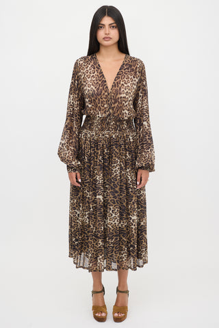 Nili Lotan Silk Semi-Sheer Printed Dress