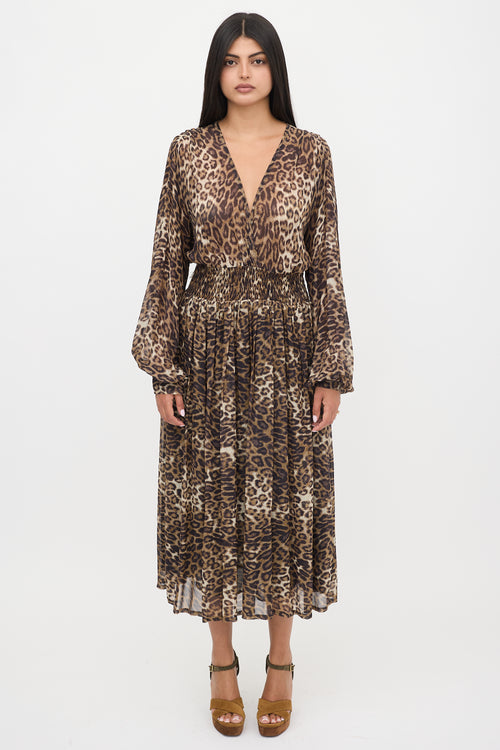 Nili Lotan Silk Semi-Sheer Printed Dress