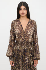 Nili Lotan Silk Semi-Sheer Printed Dress