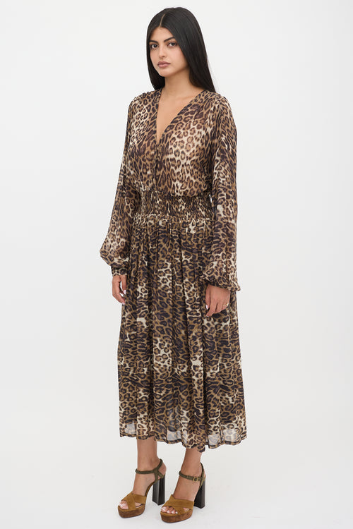 Nili Lotan Silk Semi-Sheer Printed Dress