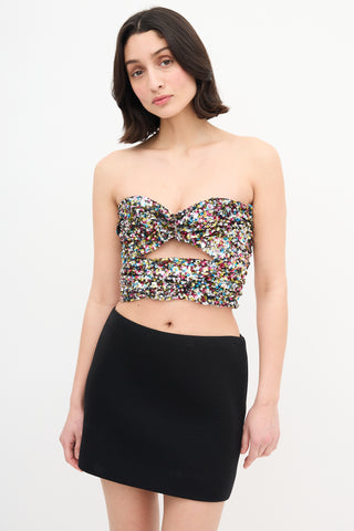 The Attico Silver & Multi  Cut Out Sequin Top