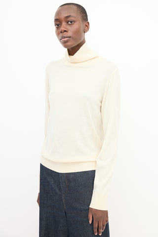 The Row Cream Merino Wool & Cashmere Caya Top