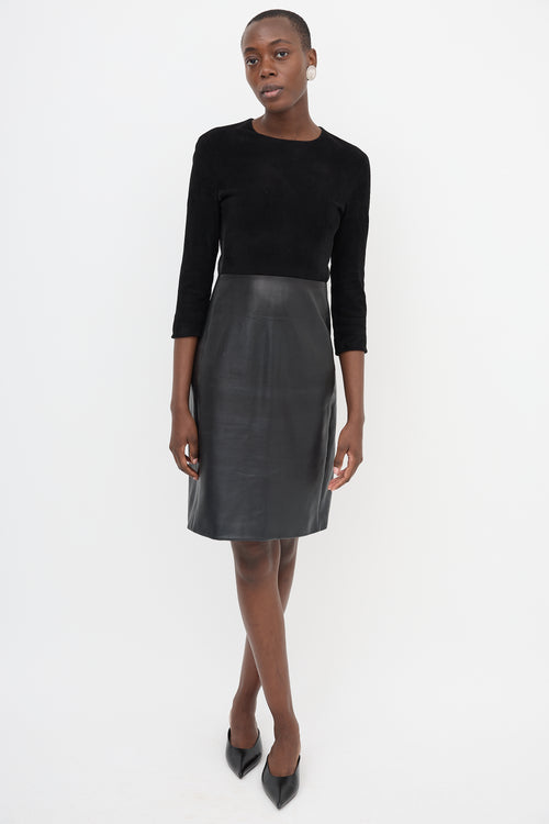 The Row Suede & Leather Three Quarter Dress
