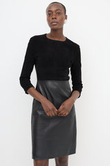 The Row Suede & Leather Three Quarter Dress