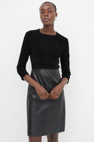 The Row Suede & Leather Three Quarter Dress