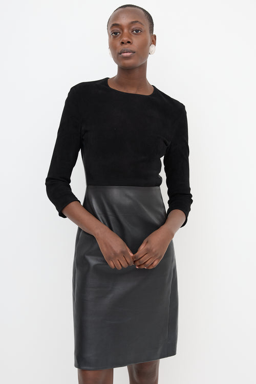 The Row Suede & Leather Three Quarter Dress