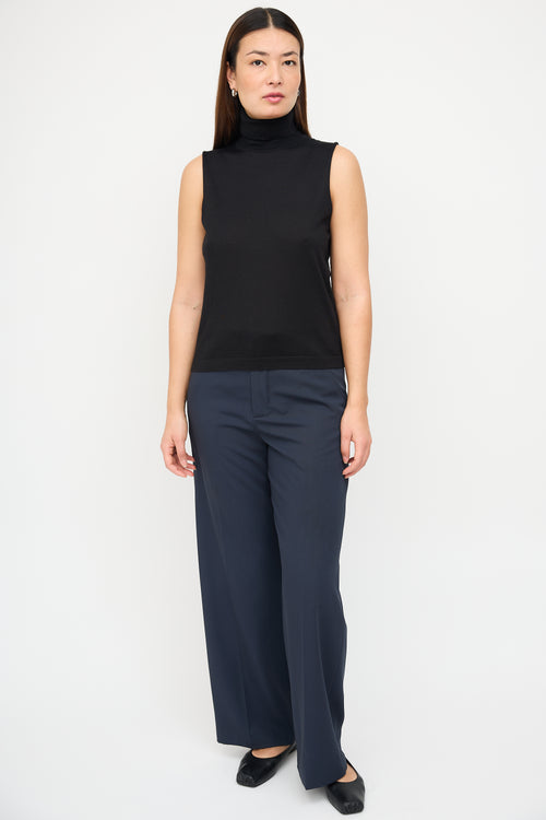 The Row Black Cashmere & Silk Knit Sleeveless Top