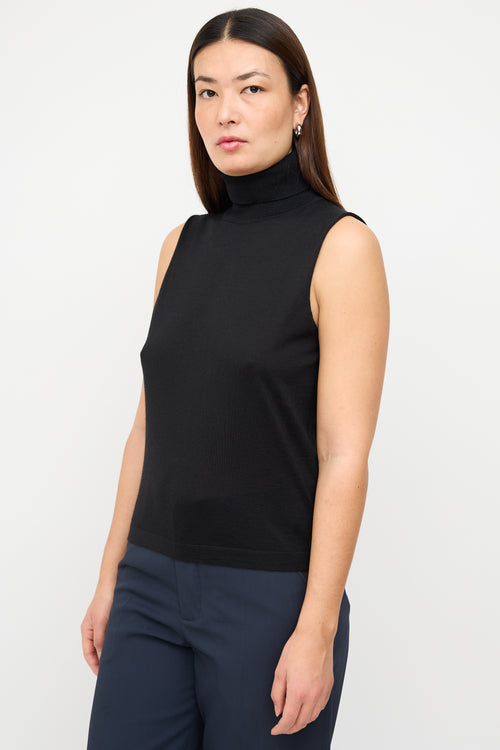 The Row Black Cashmere & Silk Knit Sleeveless Top