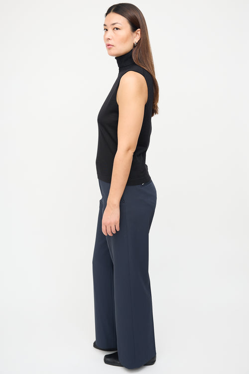 The Row Black Cashmere & Silk Knit Sleeveless Top