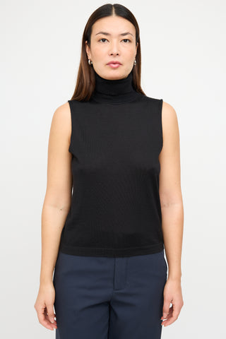 The Row Black Cashmere & Silk Knit Sleeveless Top