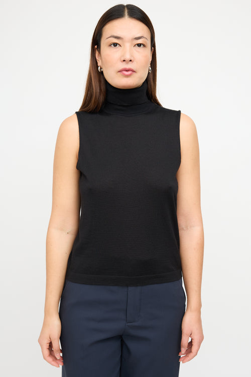 The Row Black Cashmere & Silk Knit Sleeveless Top