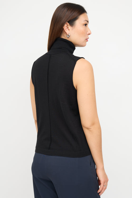 The Row Black Cashmere & Silk Knit Sleeveless Top