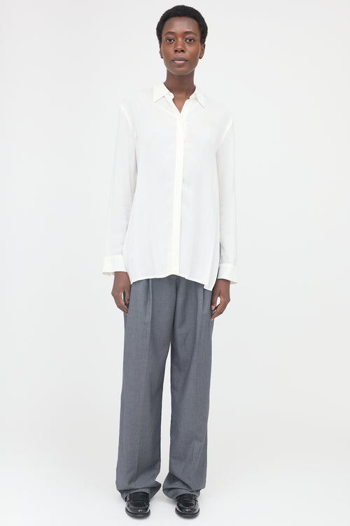 The Row Sheer Pleated Blouse