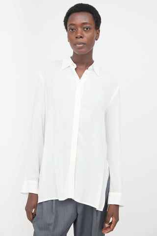 The Row Sheer Pleated Blouse