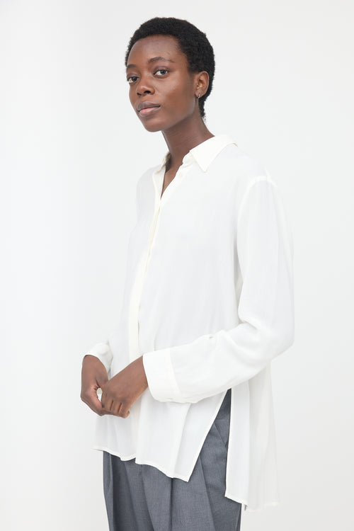 The Row Sheer Pleated Blouse