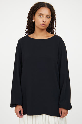 The Row Black Long Sleeve Top