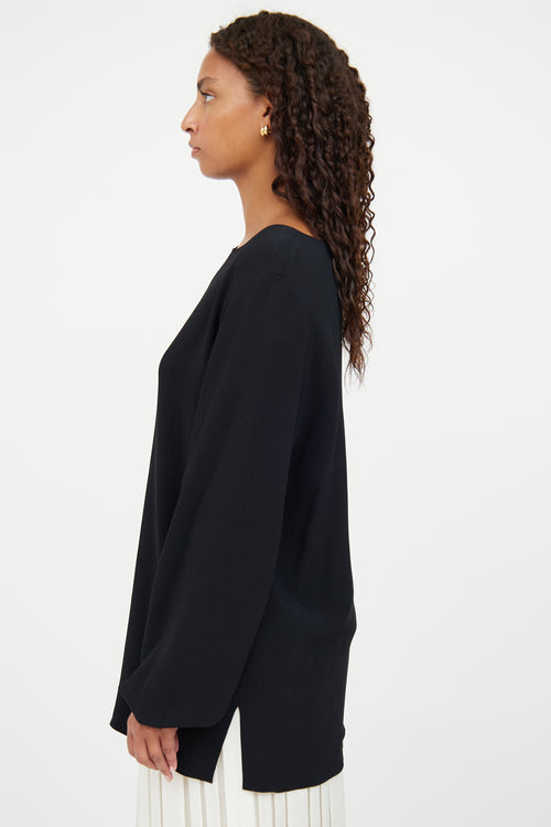 The Row Black Long Sleeve Top