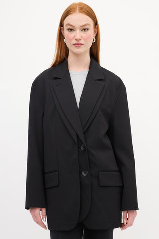 Tibi Black Wool Double Layer Liam Blazer