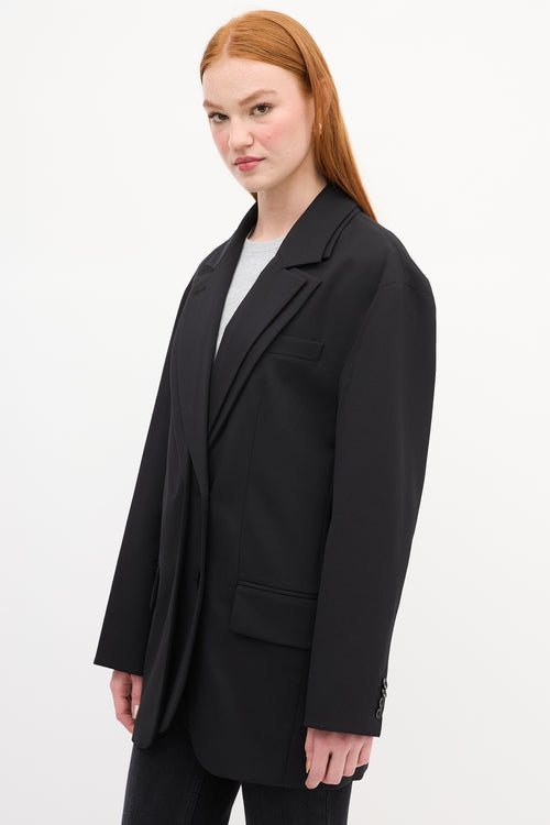 Tibi Black Wool Double Layer Liam Blazer