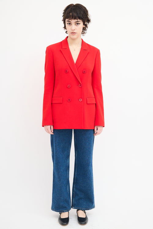 Tibi Red Double Breasted Blazer