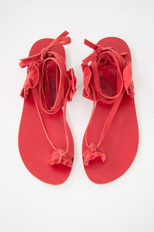 Tibi Suede Amari Lace Up Sandal