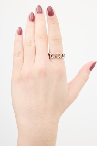Tiffany & Co. Sterling Silver & Rose Gold Open Hearts Ring