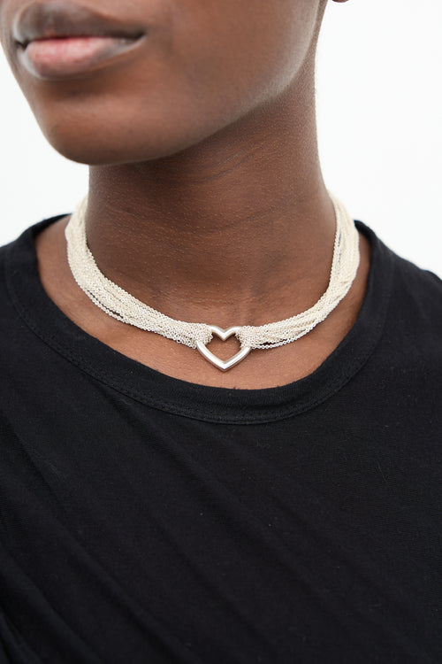 Tiffany & Co. Sterling Silver Heart Multi Chain Necklace