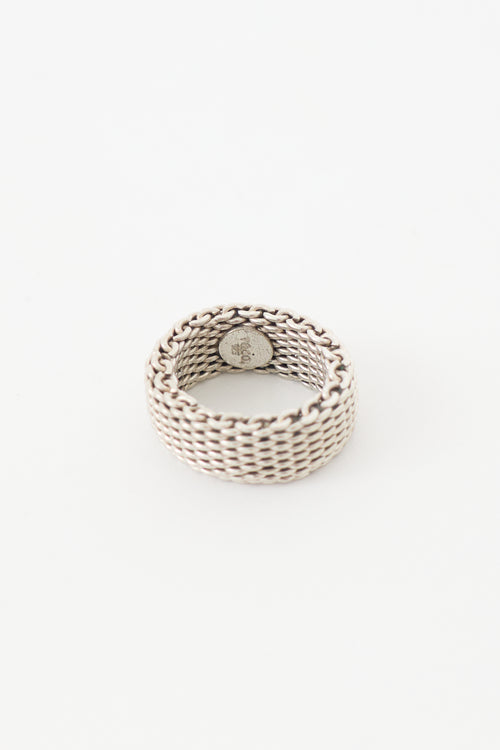 Tiffany & Co. Silver Wide Chainmail Somerset Ring