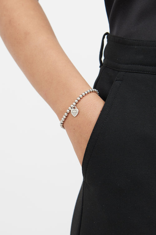 Tiffany & Co.Sterling Silver Beaded Heart Tag Bracelet