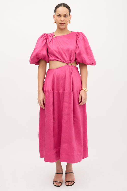 Aje Linen Vanades Puff Dress