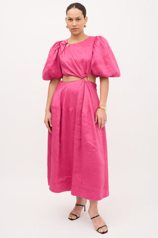 Aje Linen Vanades Puff Dress