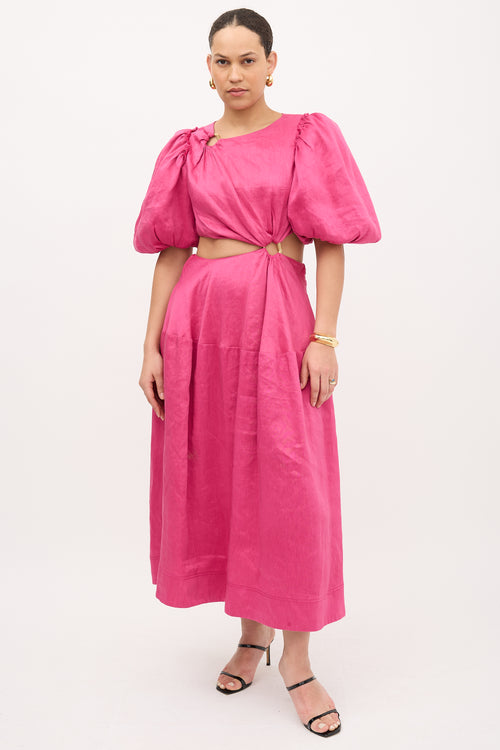 Aje Linen Vanades Puff Dress