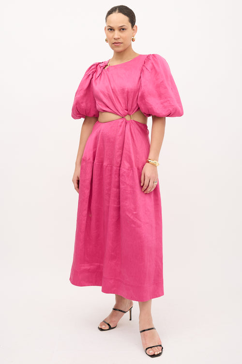 Aje Linen Vanades Puff Dress