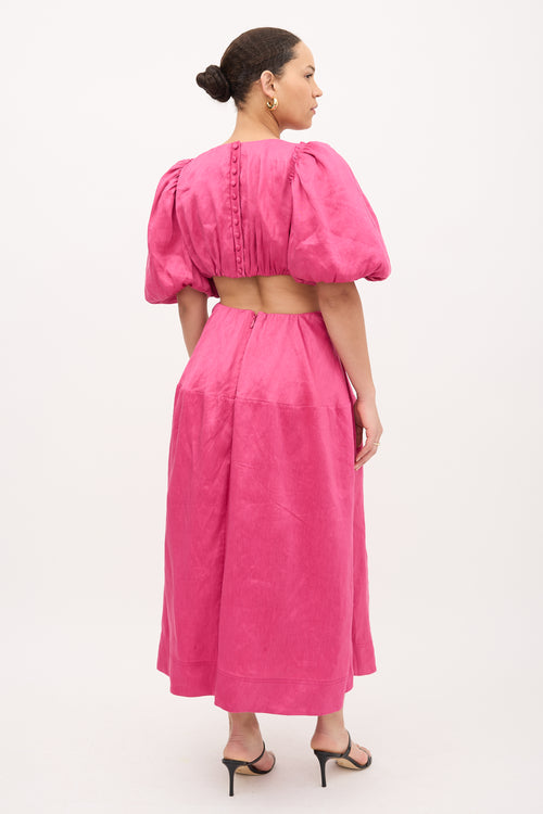 Aje Linen Vanades Puff Dress