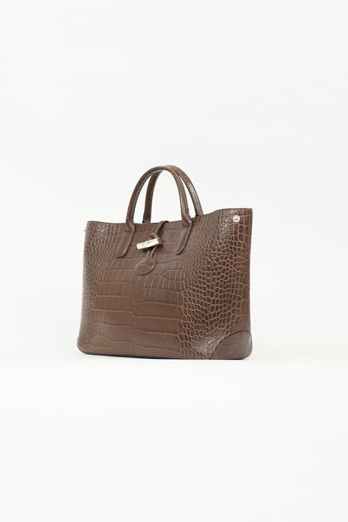 Longchamp Embossed Leather Roseau Tote