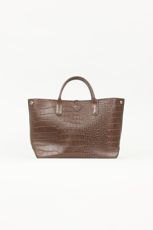 Longchamp Embossed Leather Roseau Tote