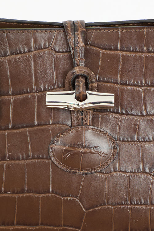 Longchamp Embossed Leather Roseau Tote